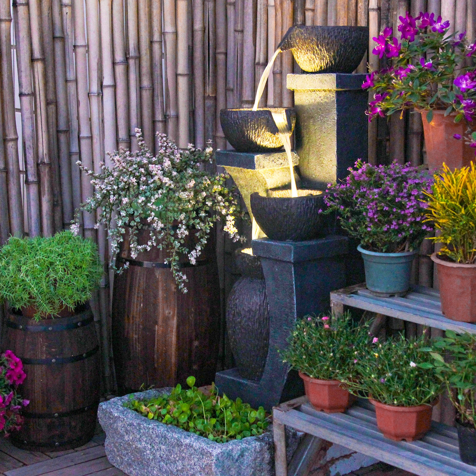 Water Garden Fountain 37.40’’H with LED Light-8001