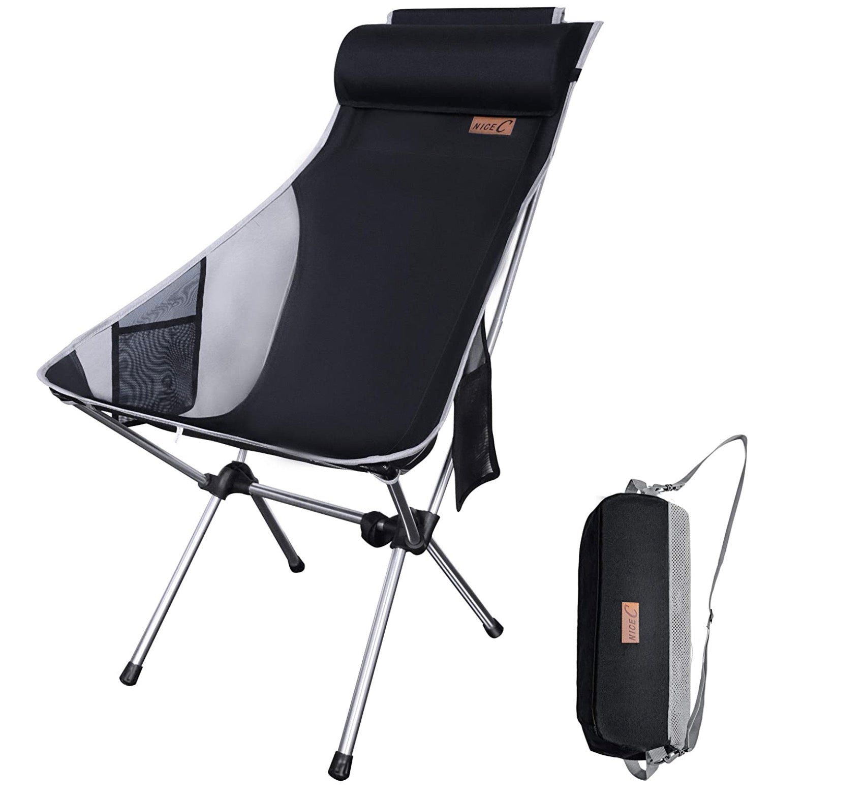 High Back Camping Chair  with 2 Storage Bags&Carry Bag
