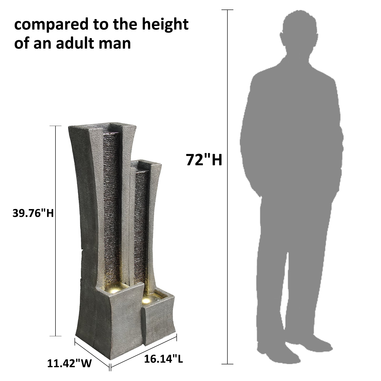 Water Garden Fountain 39.76’’H with LED Light - 8005