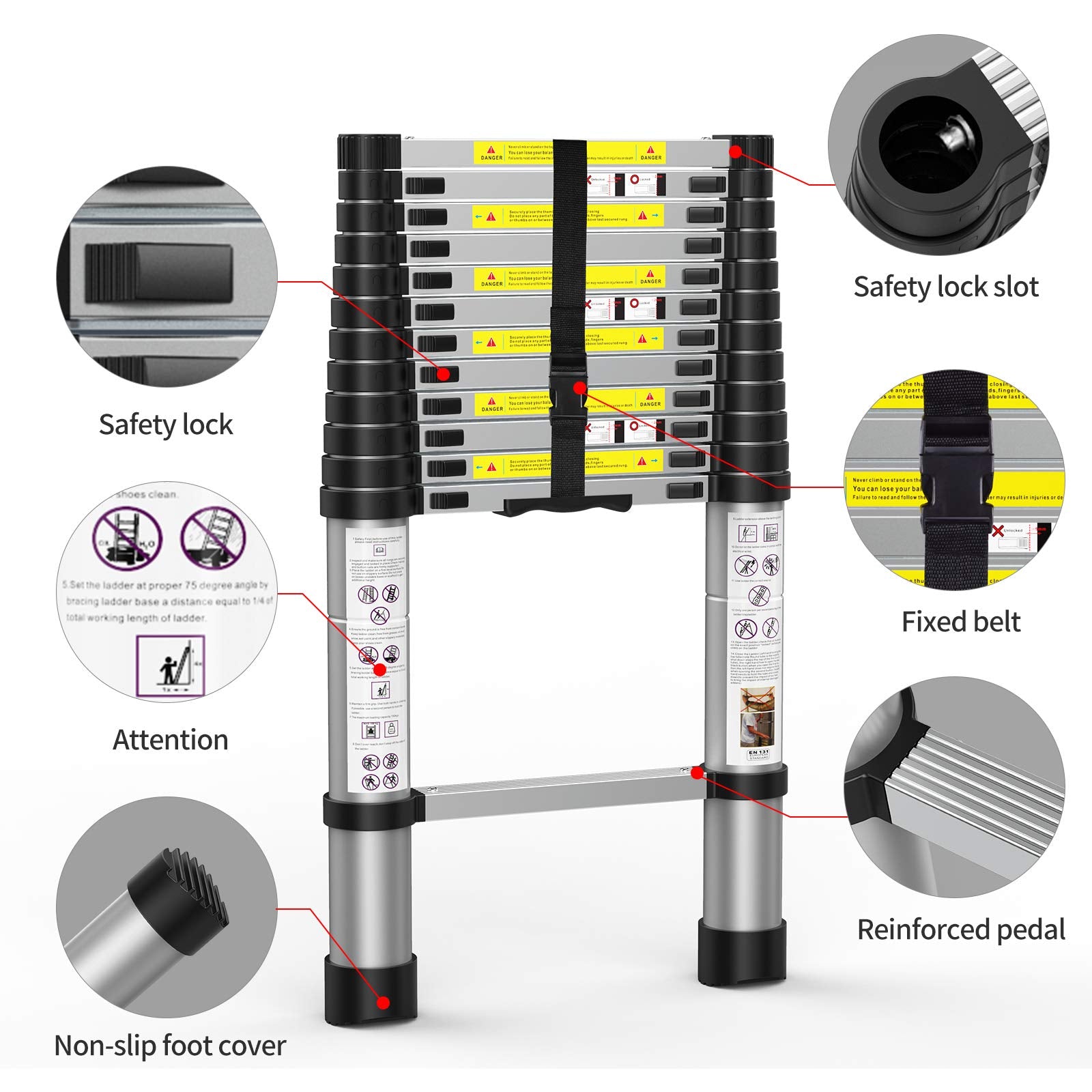 telescopic ladders 12ft, 16ft,23ft wgt capacity 150kg