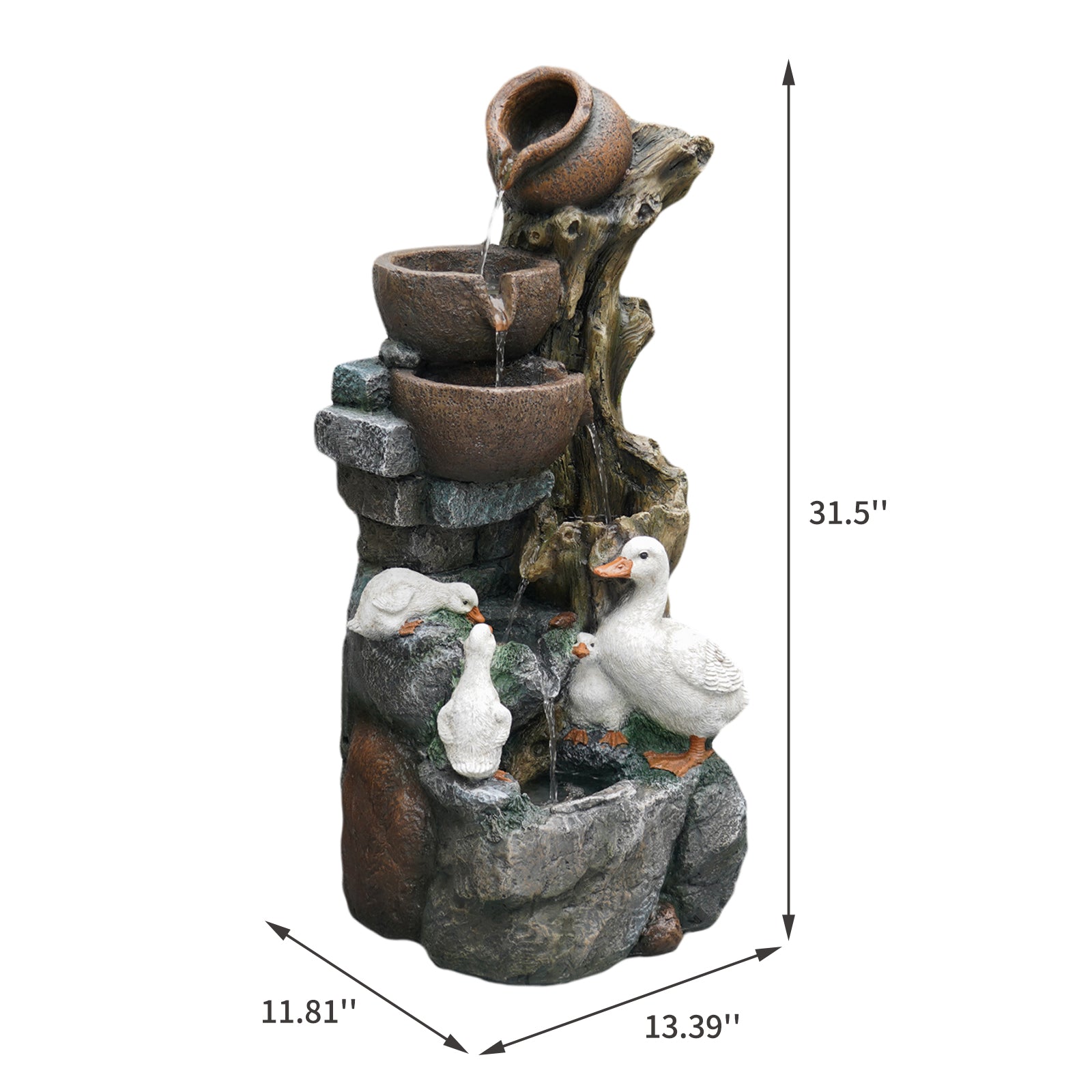 【Brand New】LS5321-31.5''H 6 Tier Water Garden Fountain Outdoor Bolts AND duck Waterfall Fountains