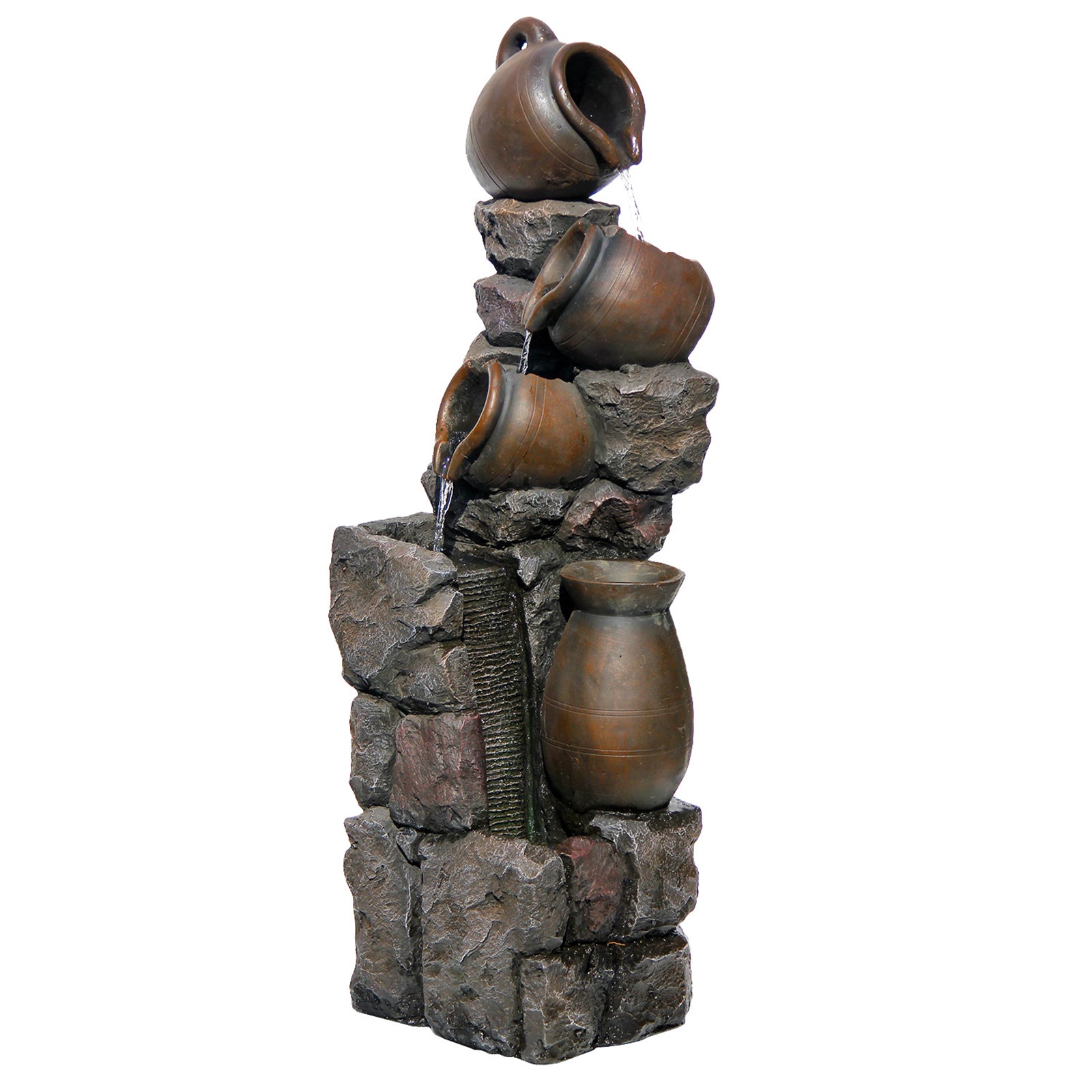 【Brand New】LS4612-45.67''H 5 Tier Water Garden Fountain Outdoor 4 Pots Waterfall Fountains