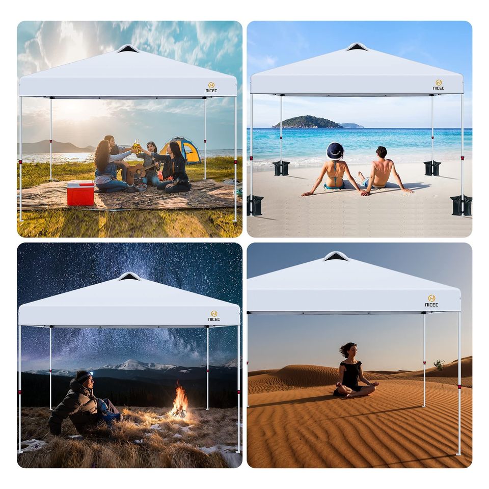 Pop Up Canopy Tent, 10x 10 Sun Shelter (Option for Detachable 0 wall/1 wall/4 wall）