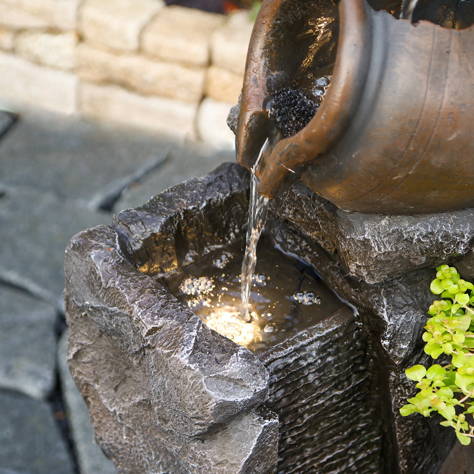 【Brand New】LS4612-45.67''H 5 Tier Water Garden Fountain Outdoor 4 Pots Waterfall Fountains