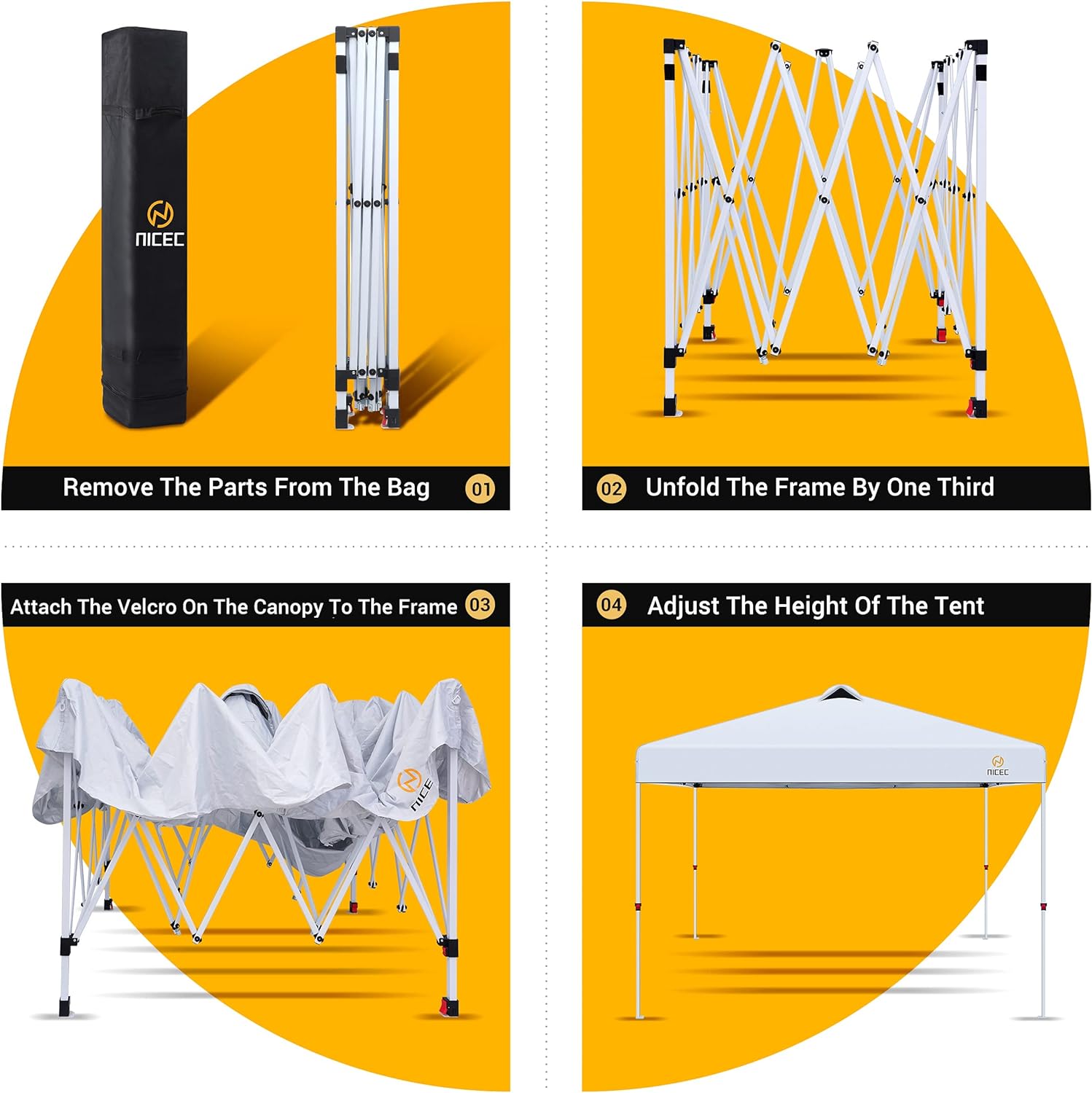 Pop Up Canopy Tent, 10x 10 Sun Shelter (Option for Detachable 0 wall/1 wall/4 wall）