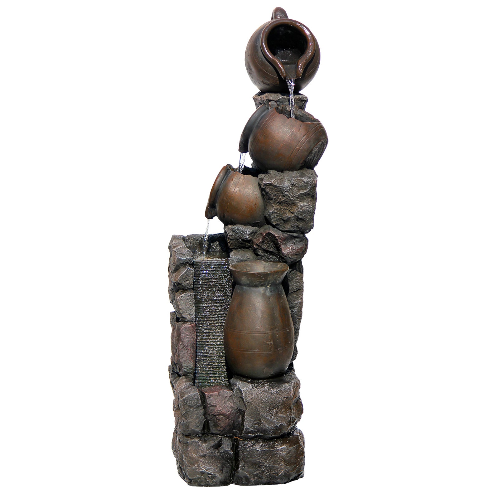 【Brand New】LS4612-45.67''H 5 Tier Water Garden Fountain Outdoor 4 Pots Waterfall Fountains