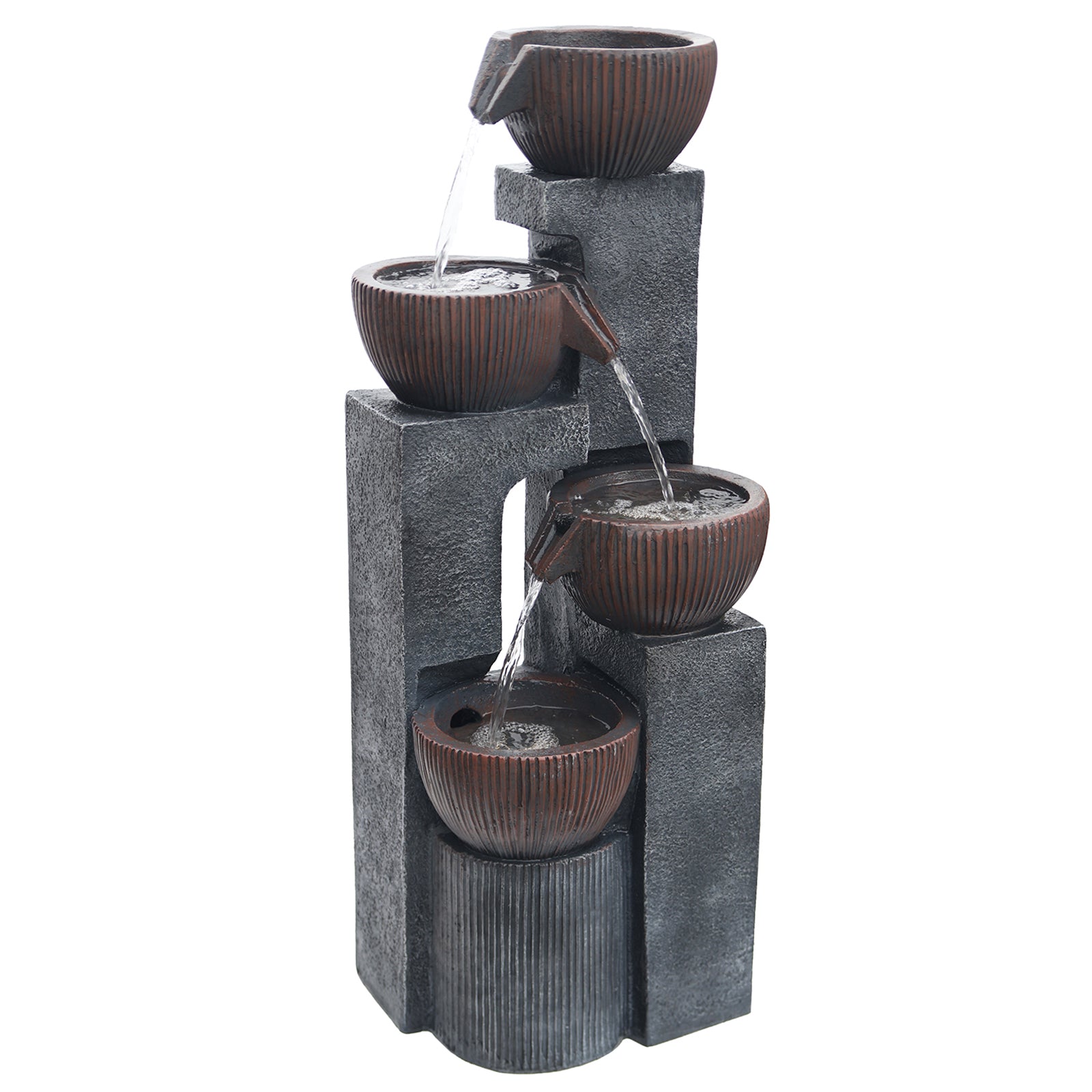 【Brand New】LS4190-39.37''H 4 Tier Water Garden Fountain Outdoor 4 Bolt Waterfall Fountains