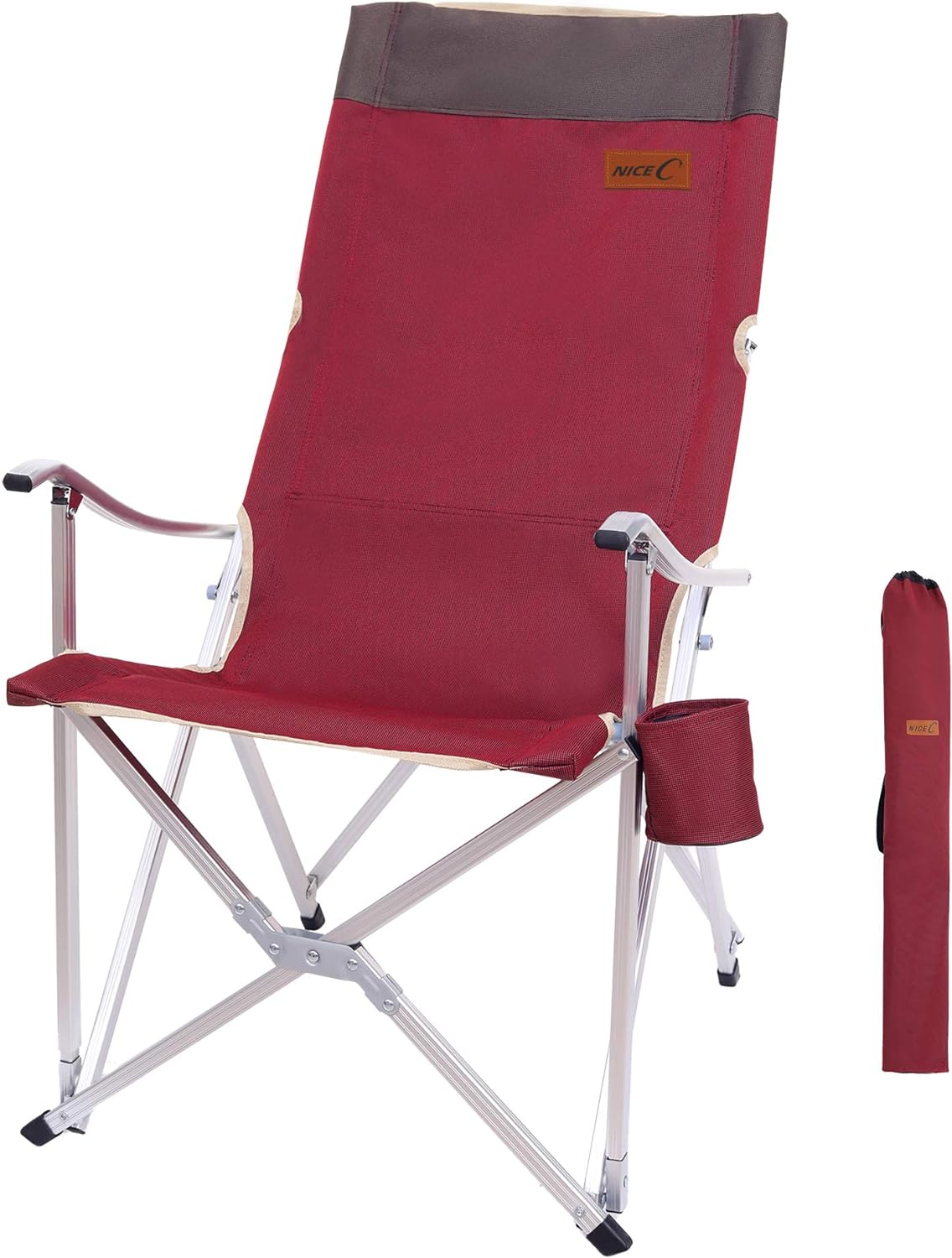 【open box】Camping Chair,  Folding Chair, High Back Camping Chair, Lightweight with Cup holder & Carry Bag