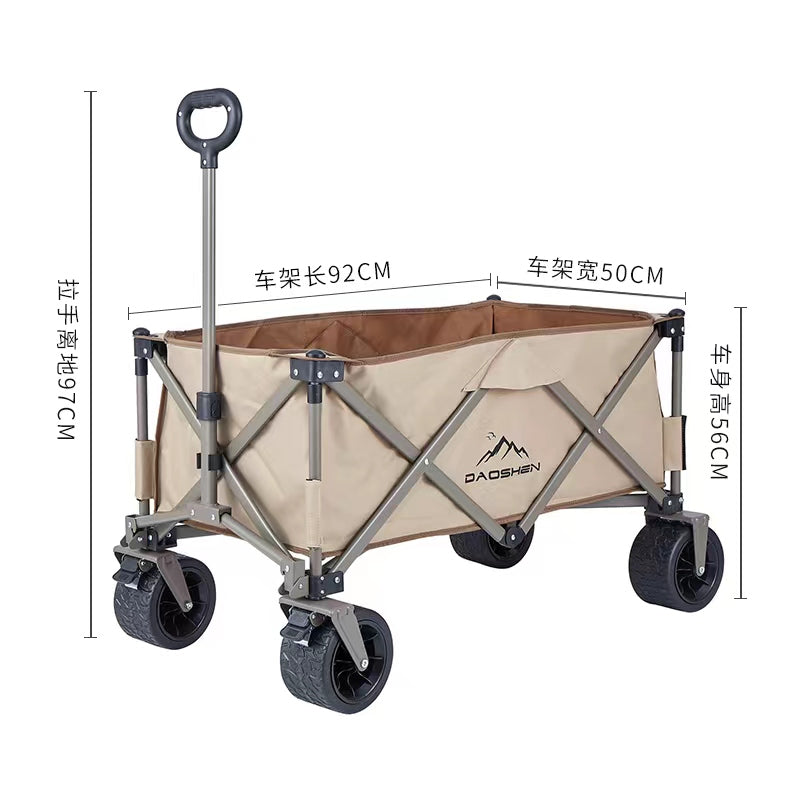 Heavy Duty Beach Wagon for Sand, Folding Wagon Cart with All