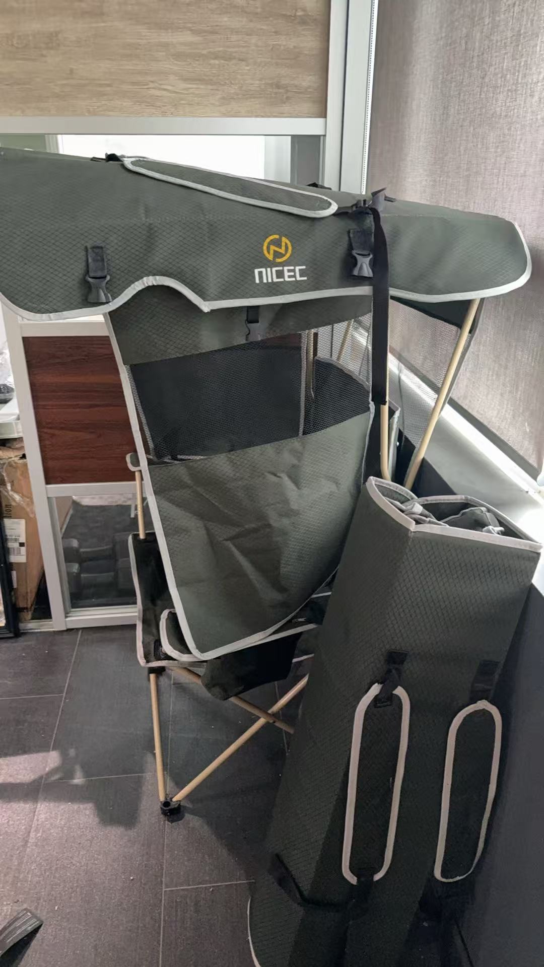 Camping Chair with Canopy, Fishing Chairs, Portable Backpack, Picnic, Hiking(Green)