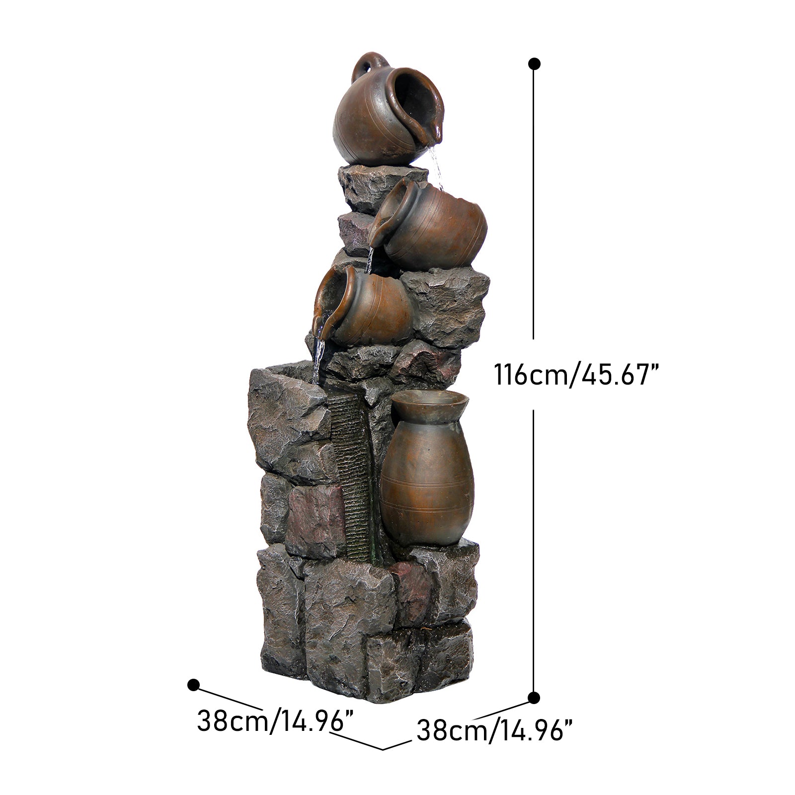 【Brand New】LS4612-45.67''H 5 Tier Water Garden Fountain Outdoor 4 Pots Waterfall Fountains