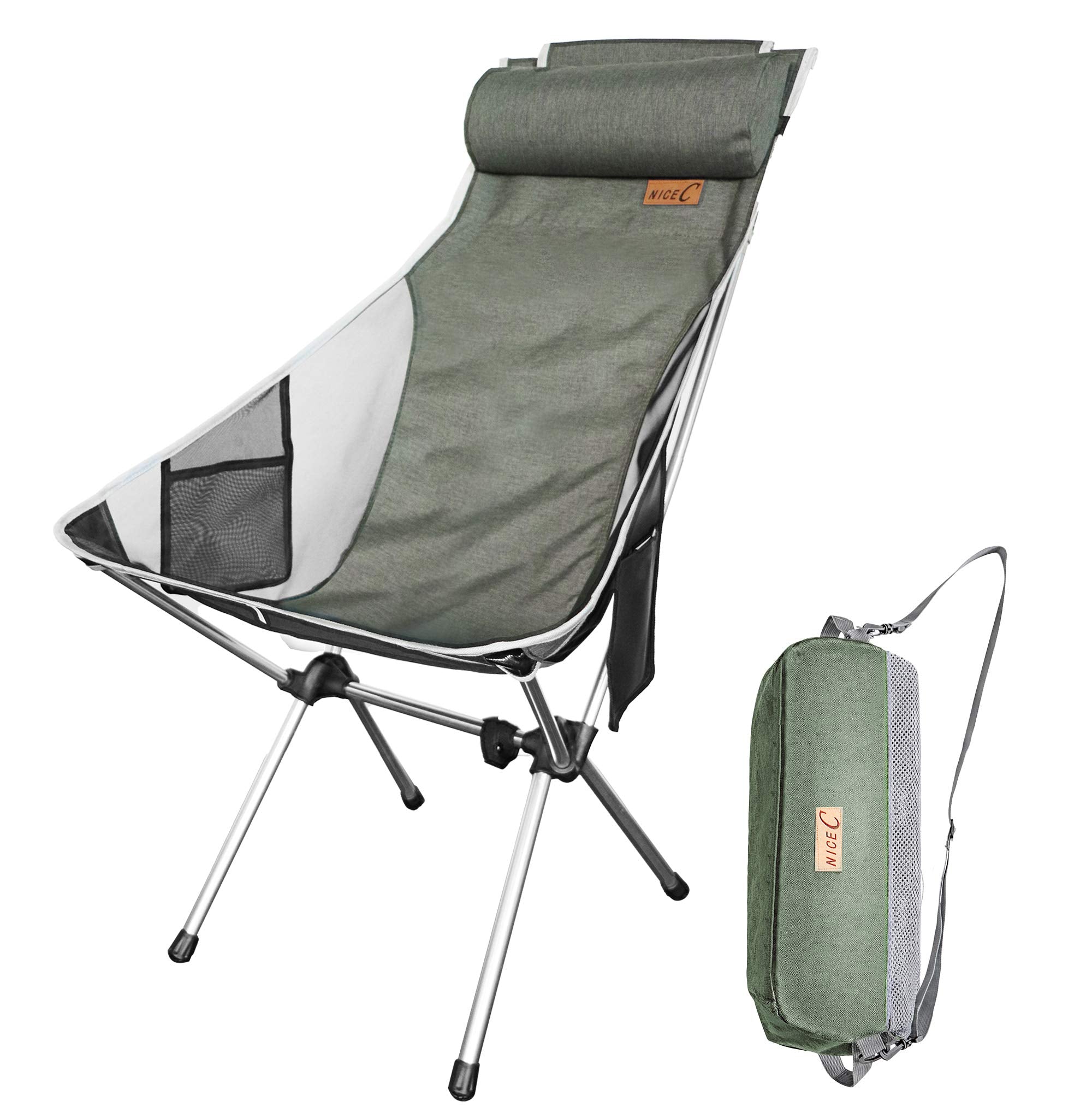 High Back Camping Chair  with 2 Storage Bags&Carry Bag