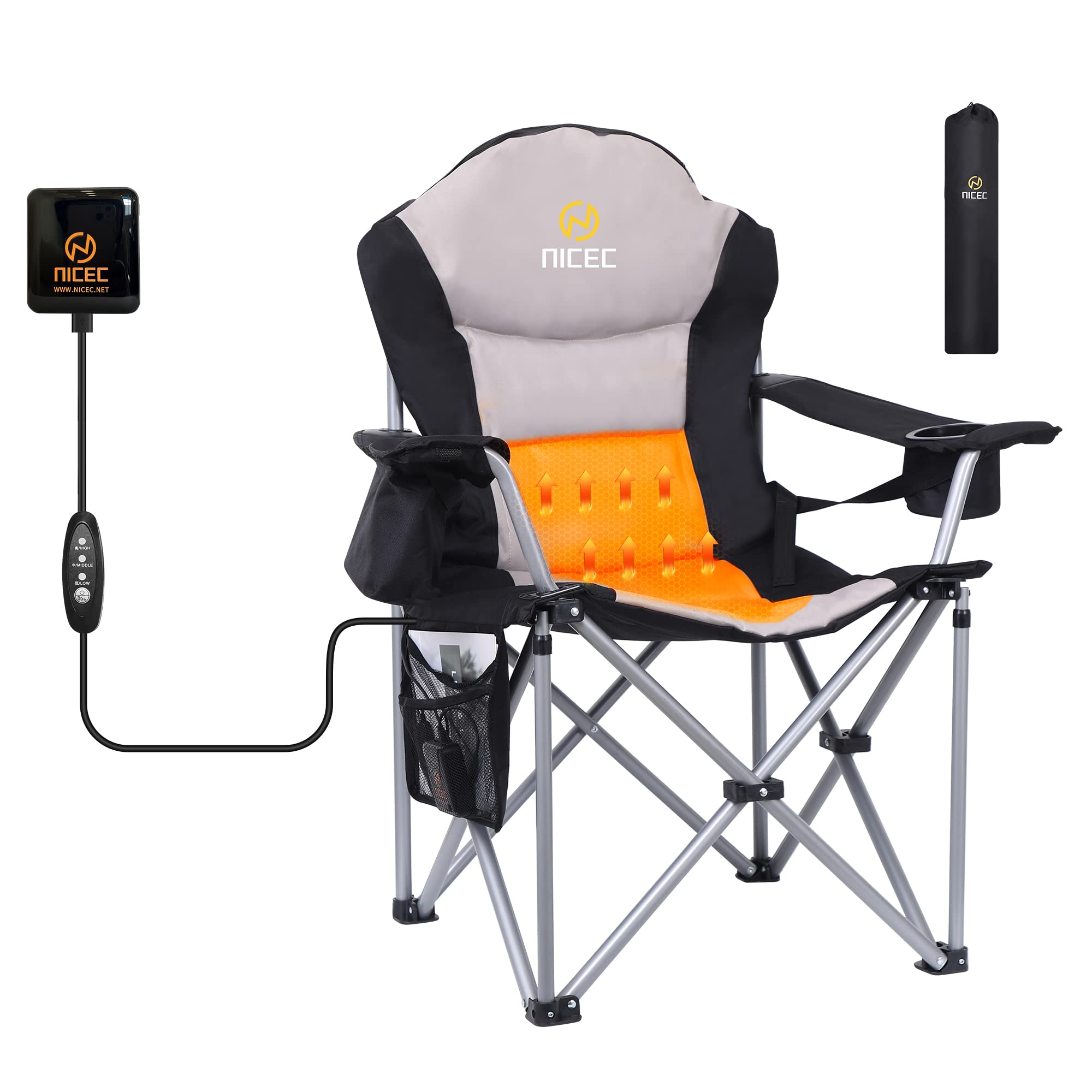 Heated Chairs, Heated Camping Chair, Beach Chair, Folding Chair, 10000mAh Power Bank