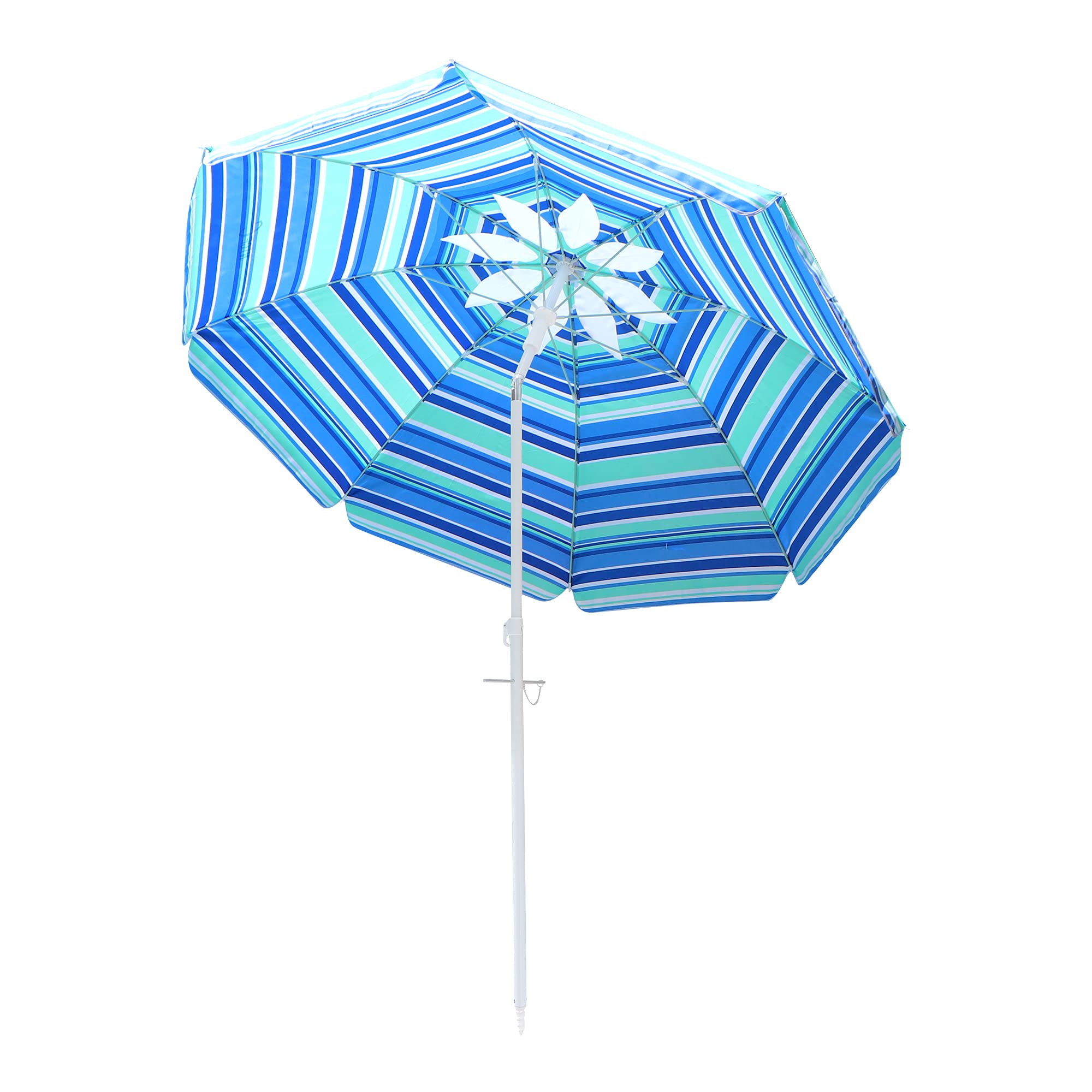 Beach Umbrella with Sand Anchor, 6.5ft Portable Adjustable Tilt with Sand