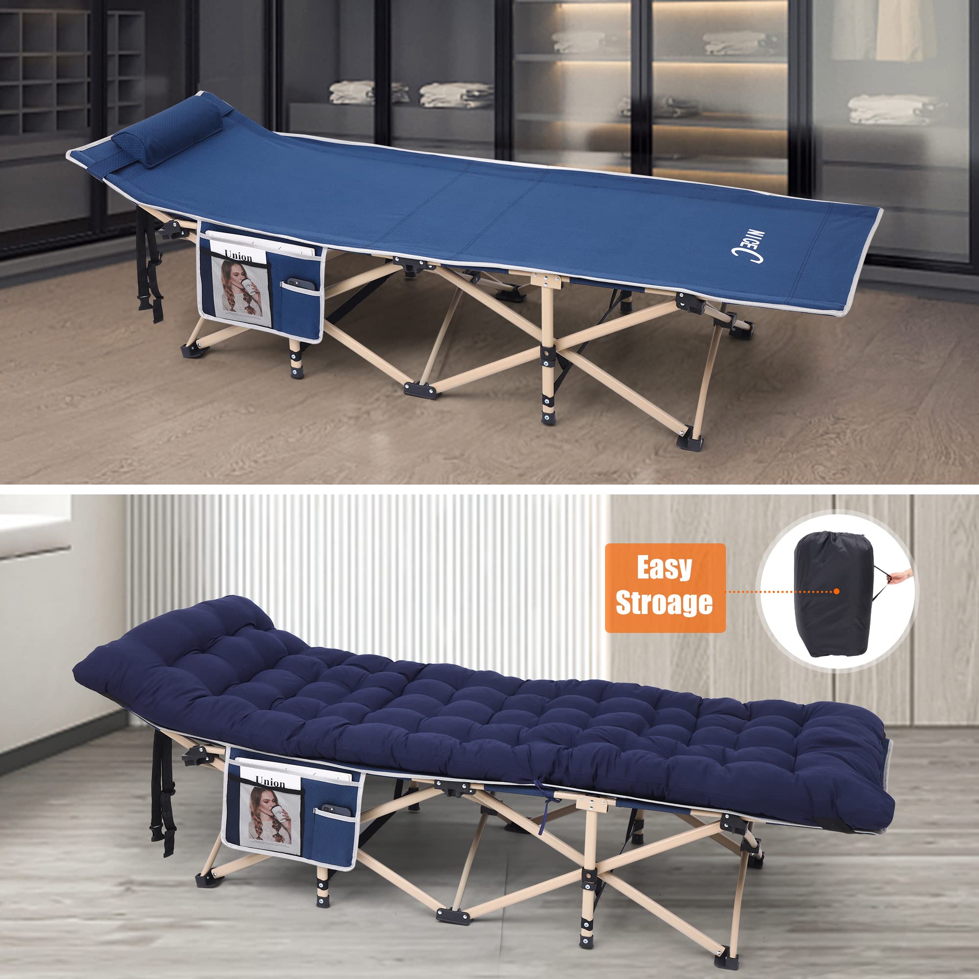 Camping Cots with Removable Mattress, Lounge Chair, Cot for Adults