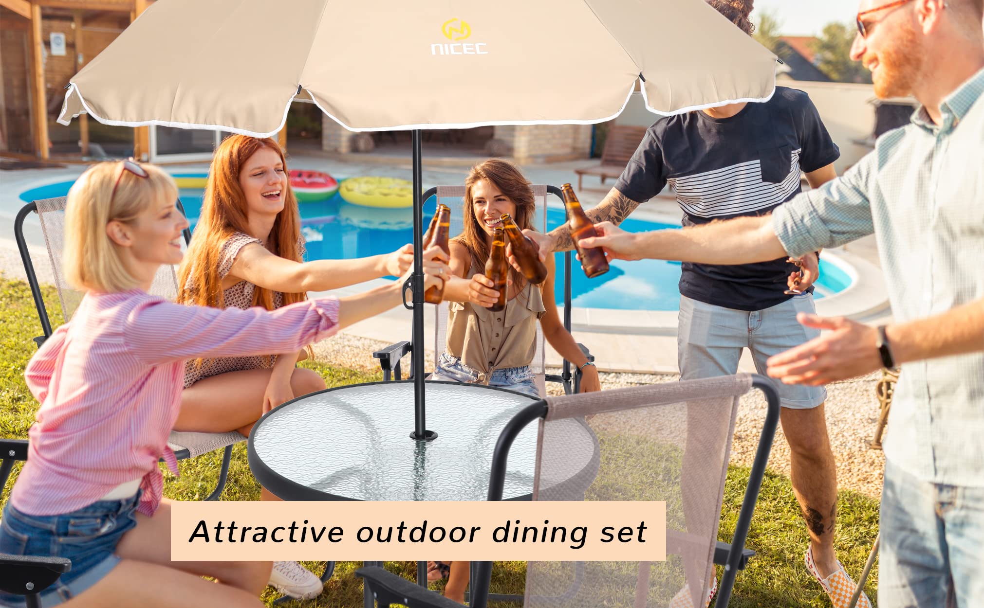 Patio Dining Set, Set of 6 Garden Outdoor Furniture Set