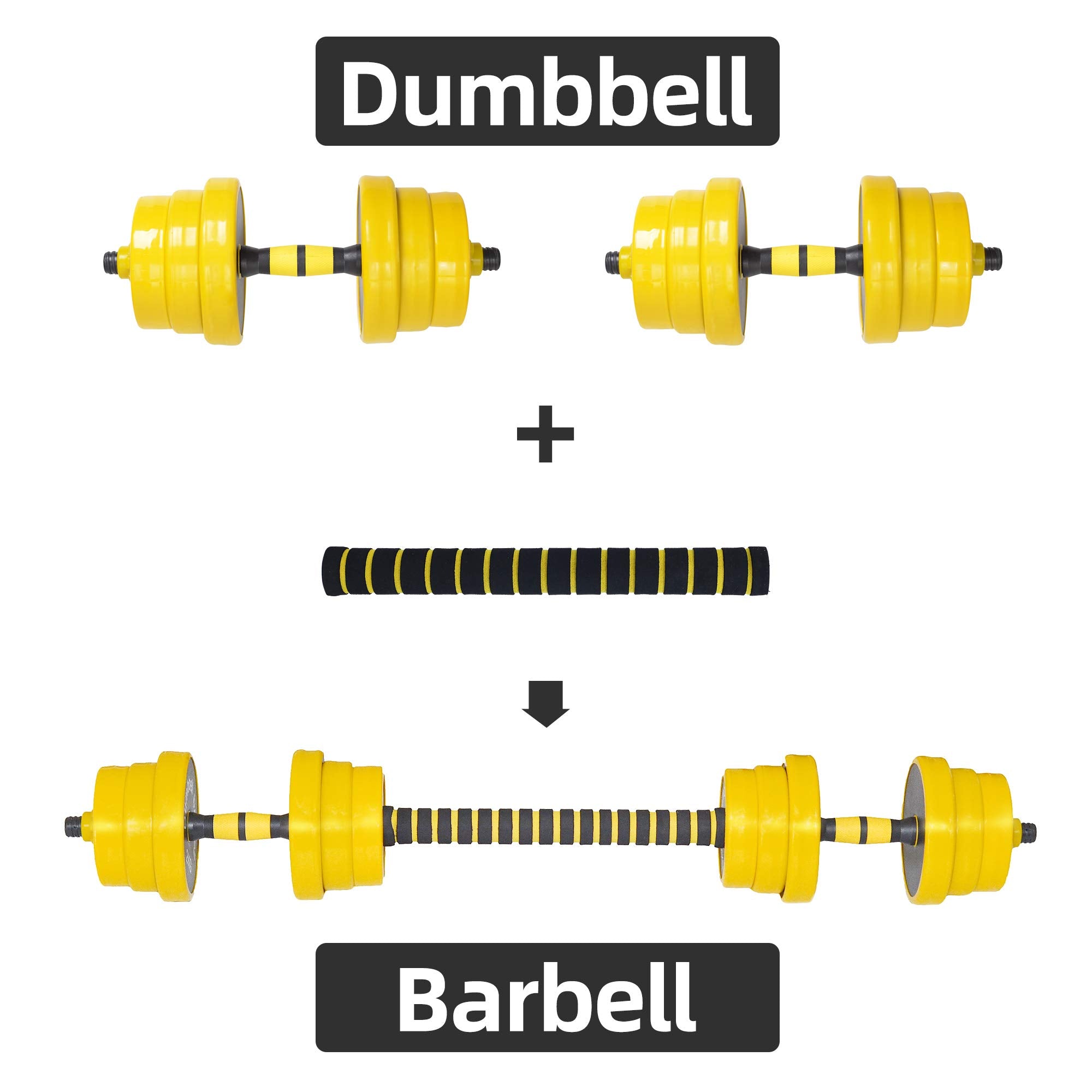 【open box】Adjustable Barbell- Dumbbell Set, 22-33-44-55-66-88 LB 2-in-1 Set