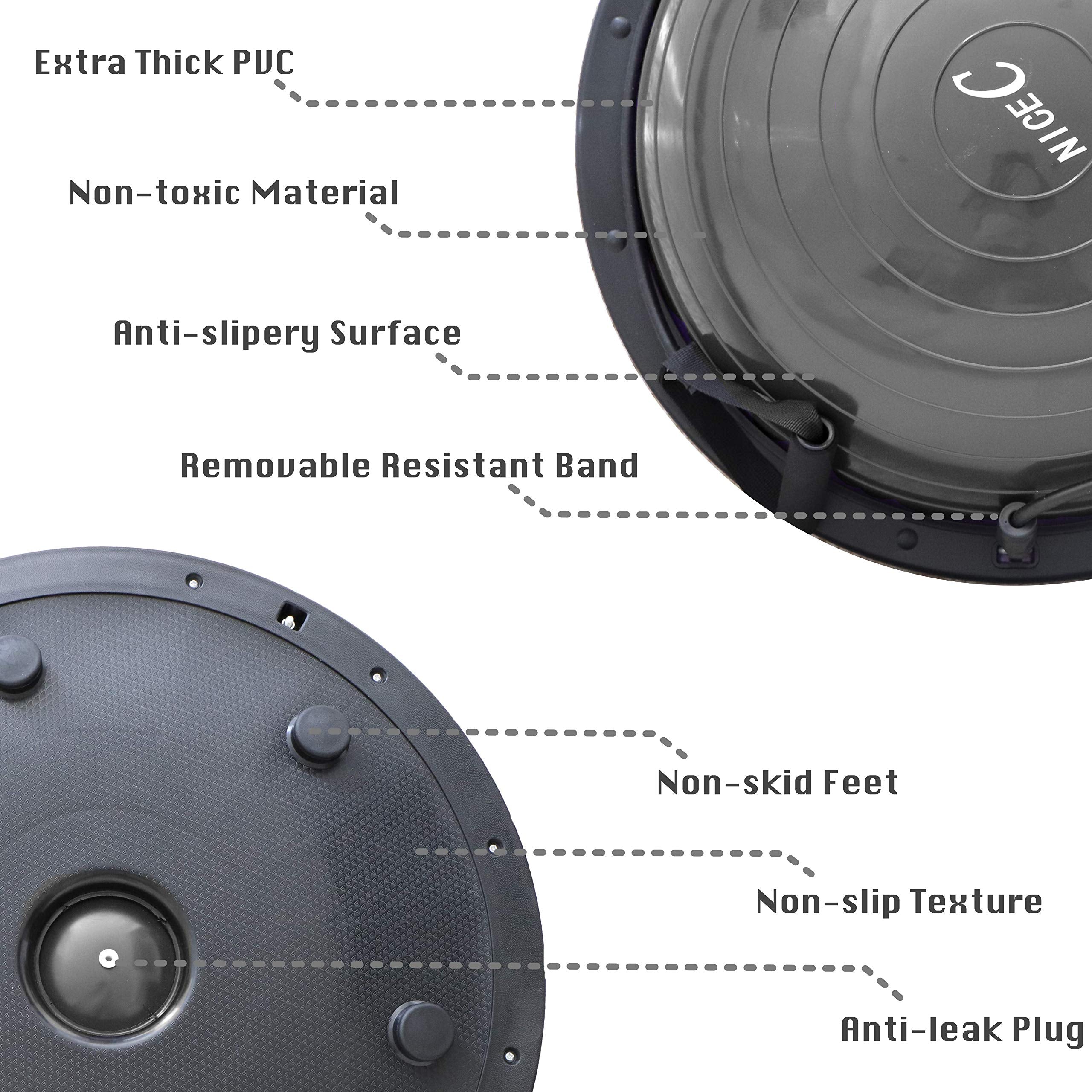 Half Ball, Balance Trainer, Balance Ball with Resistant Band, Strength Exercise Fitness Yoga with Bonus Foot Pump