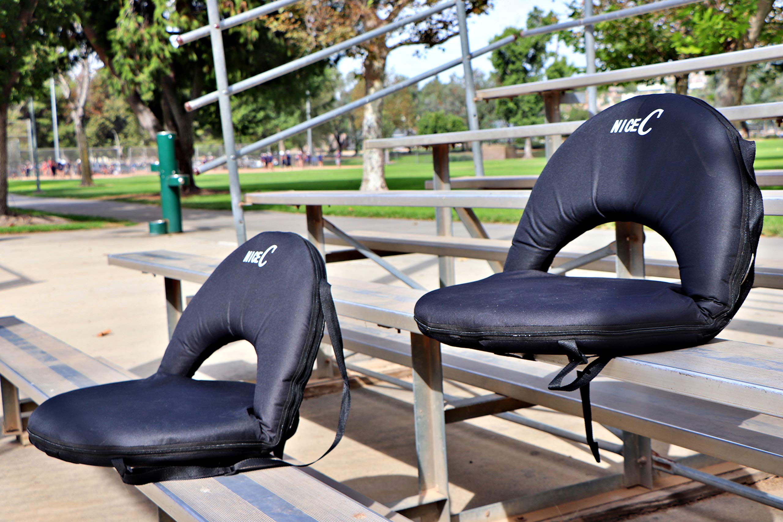 Stadium Seat, 10-Posisition Reclining Waterproof Cushion,with Shoulder Strap & Net Pocket