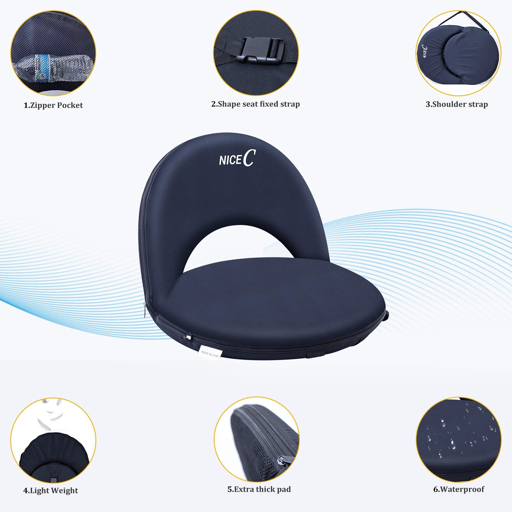 【open box】Stadium Seat, 10-Posisition Reclining Waterproof Cushion