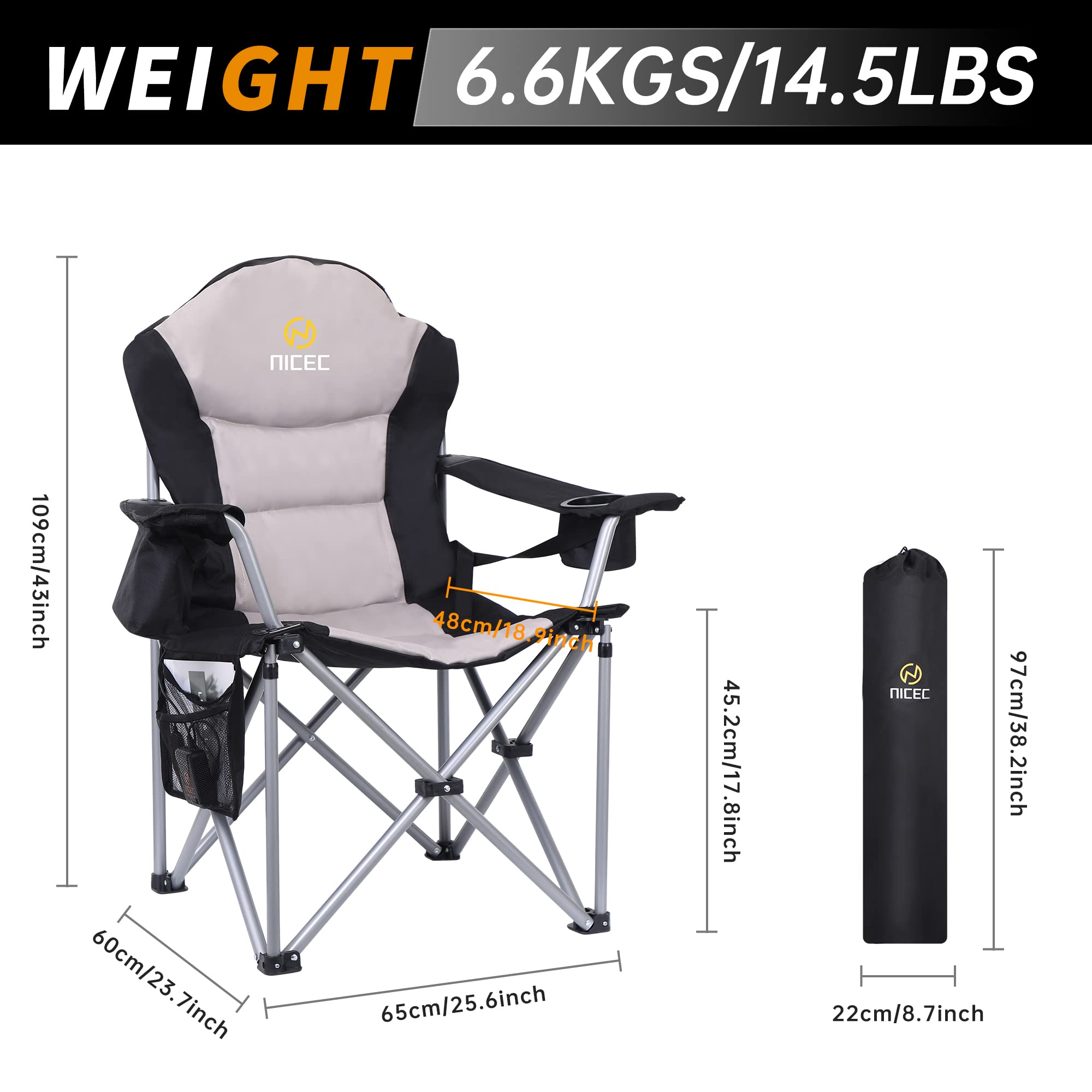 Heated Chairs, Heated Camping Chair, Beach Chair, Folding Chair, 10000mAh Power Bank