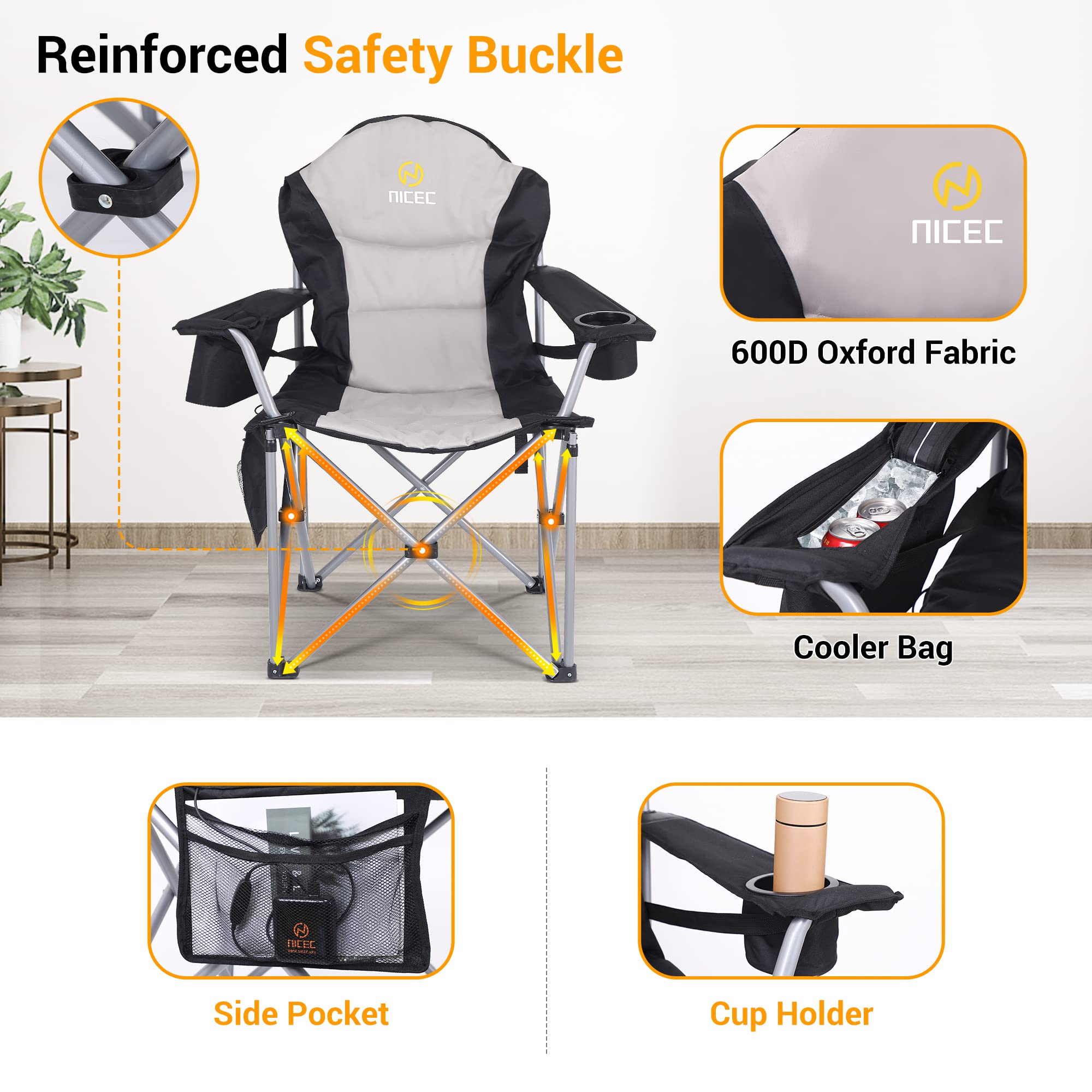 Heated Chairs, Heated Camping Chair, Beach Chair, Folding Chair, 10000mAh Power Bank