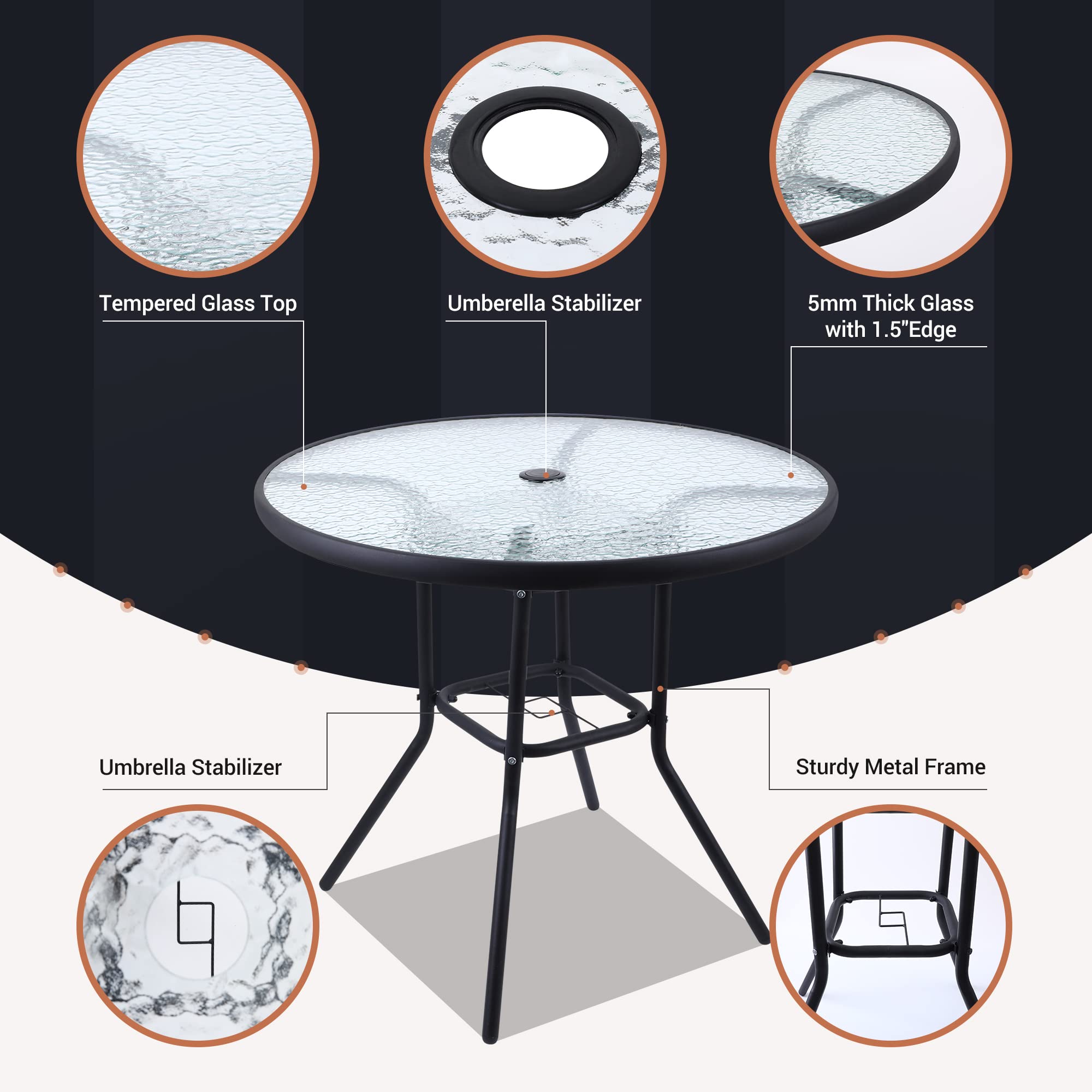 Patio Dining Set, Set of 6 Garden Outdoor Furniture Set