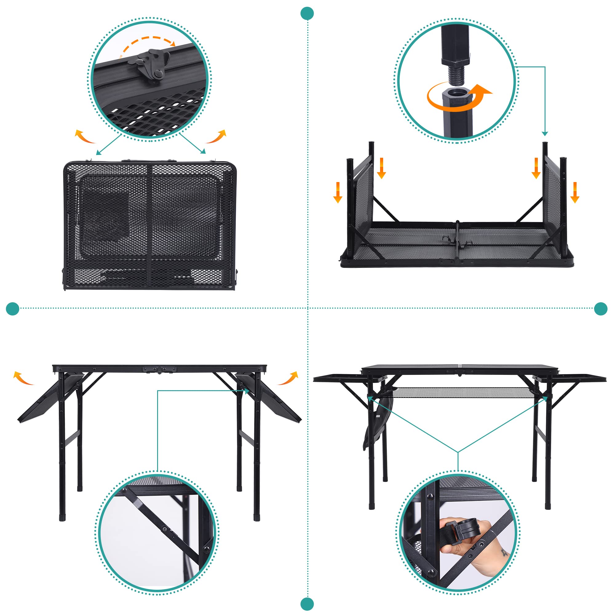 【open box】Grill Table, Folding Camping Table, Card Table