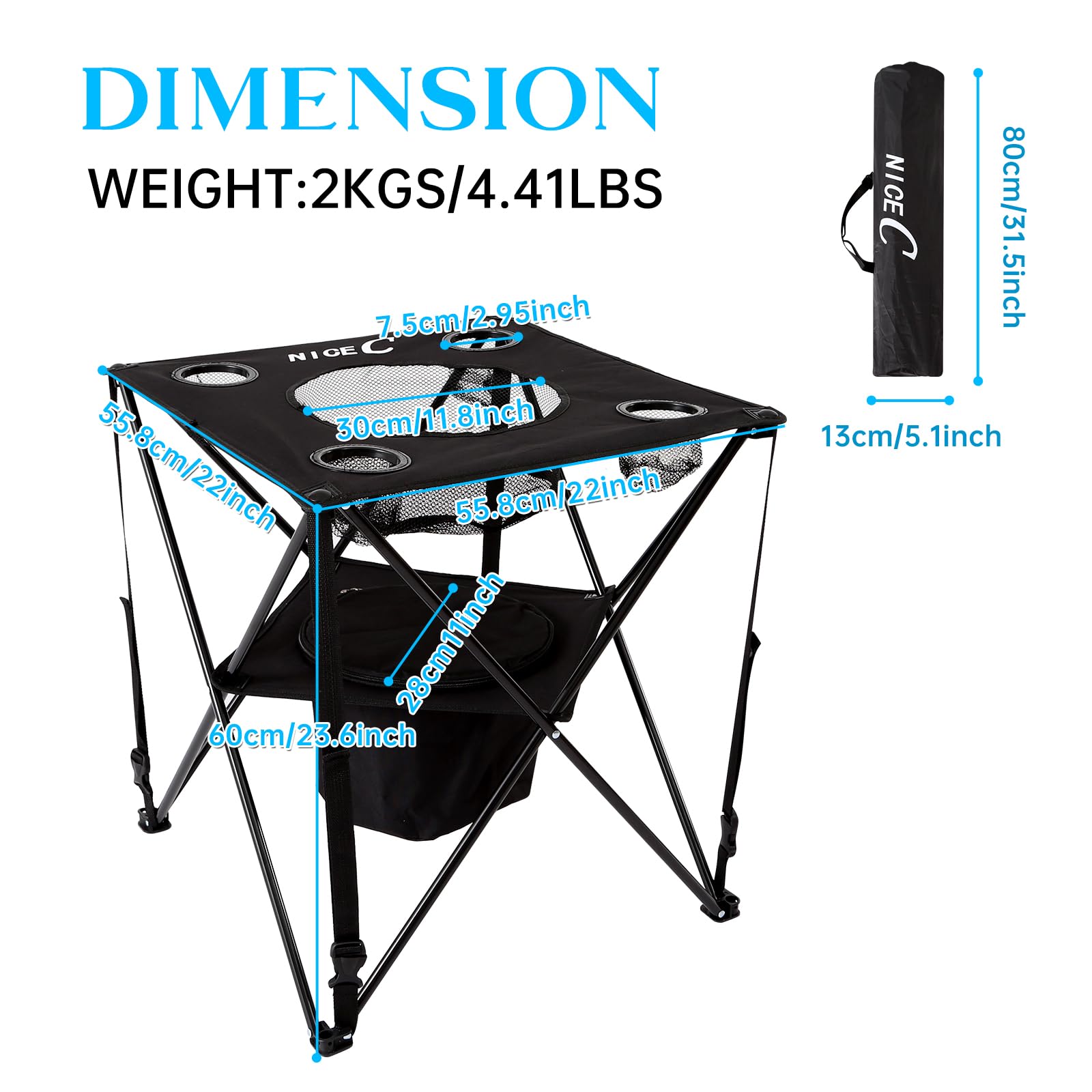 Camping Table with Cooler, Ultralight Compact with Carry Bag for Outdoor, Picnic