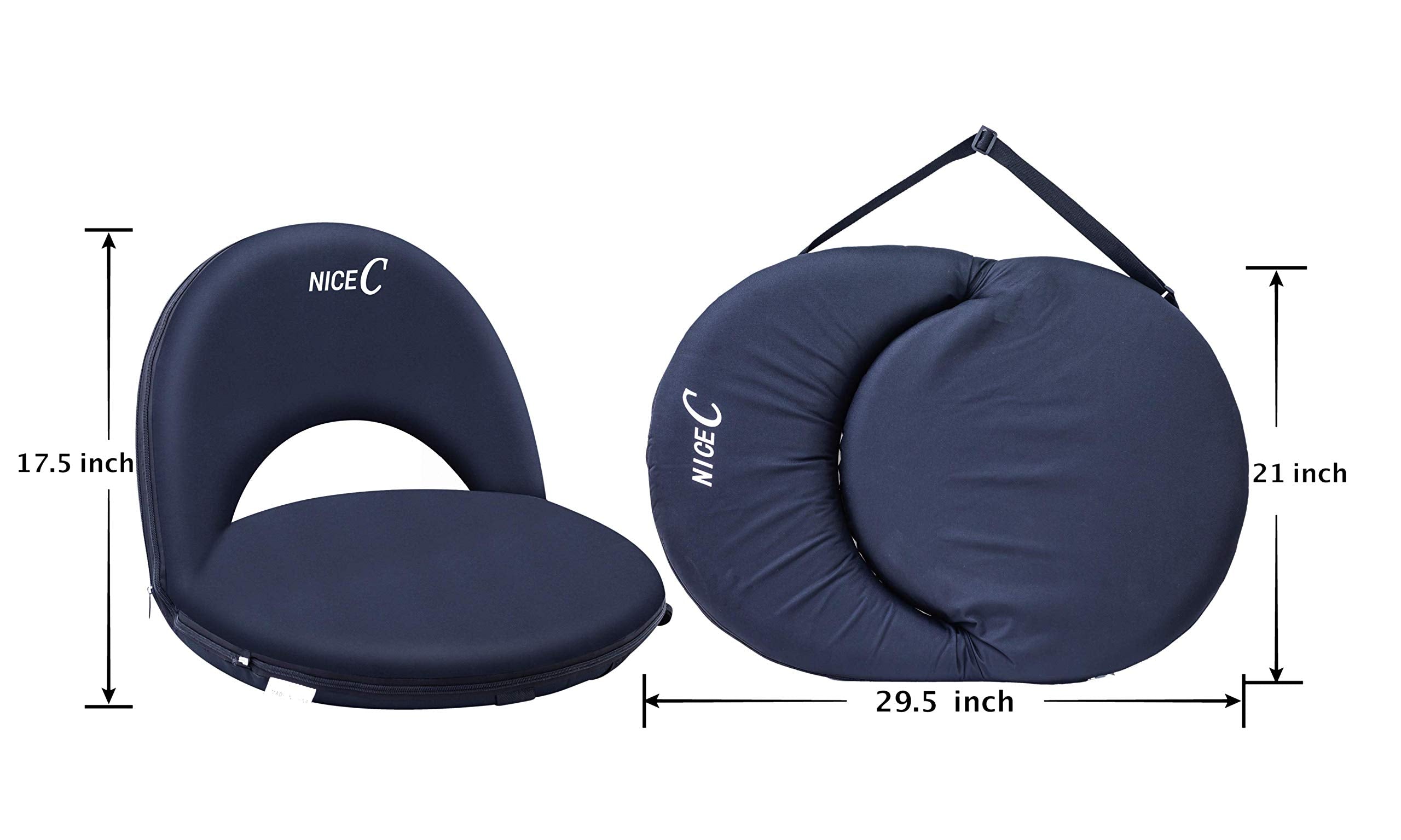 Stadium Seat, 10-Posisition Reclining Waterproof Cushion,with Shoulder Strap & Net Pocket