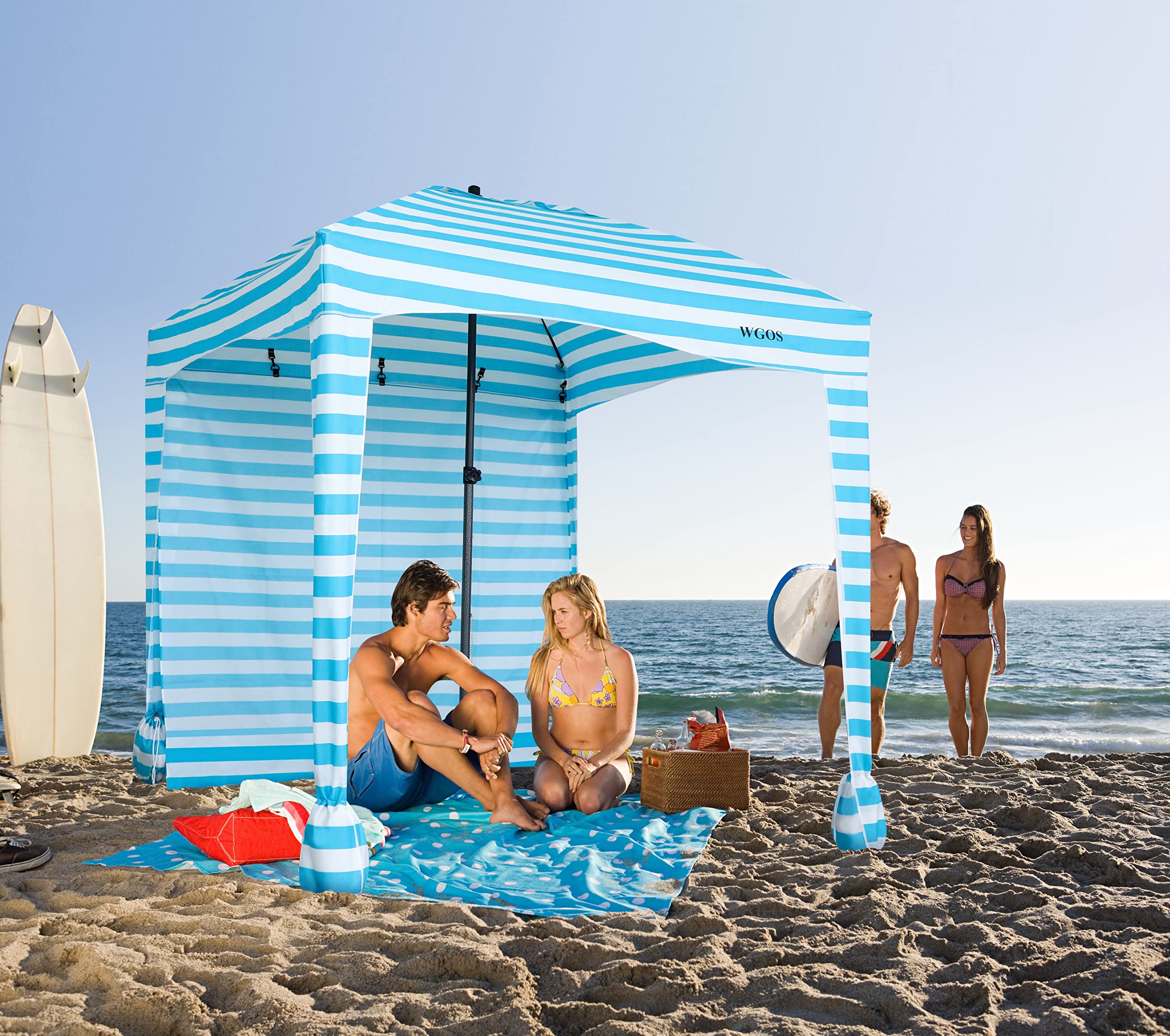 Beach Tent Beach Canopy Beach Cabana with One Side Detachable Cover Large Space 6ftx6ft