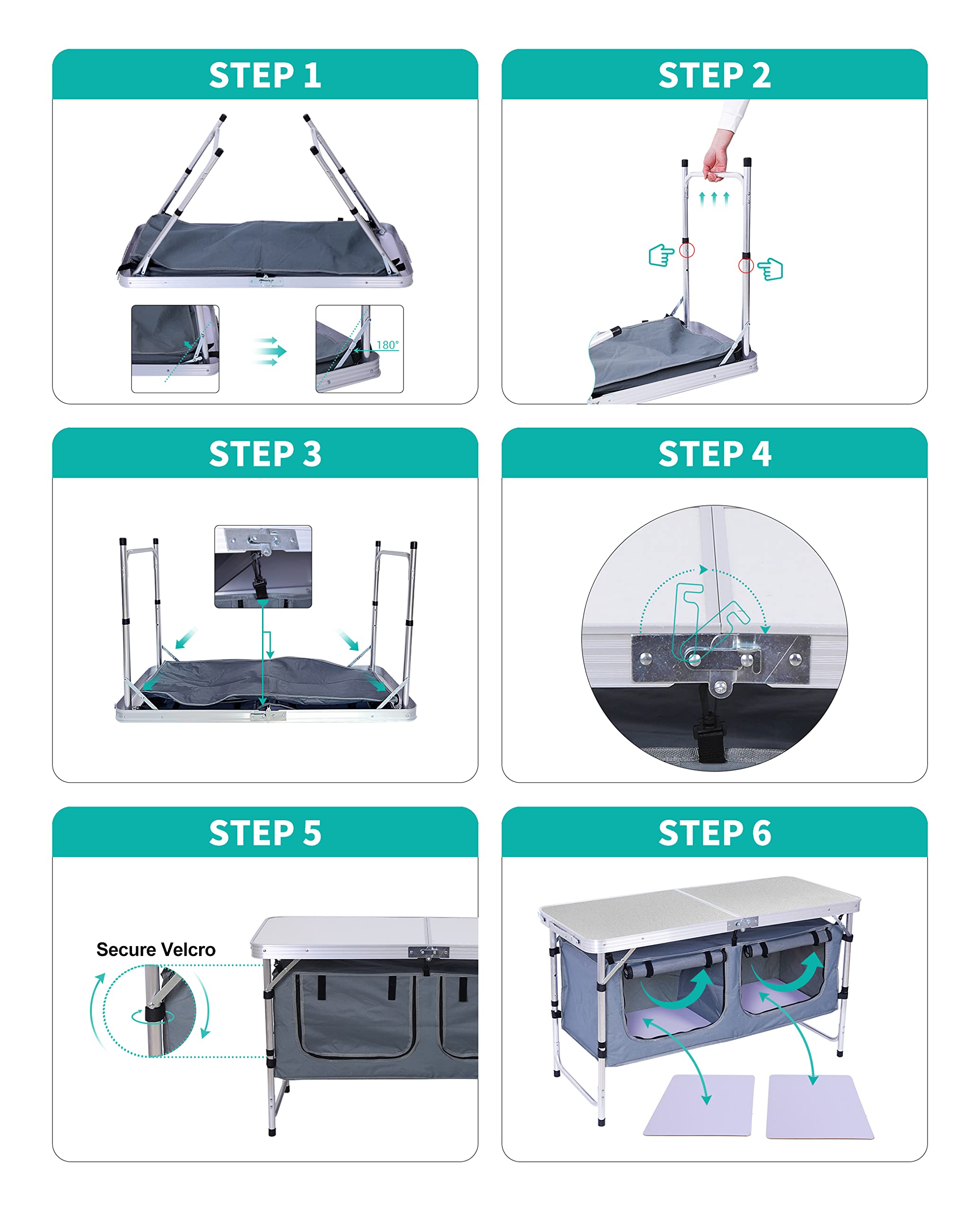 【open box】Folding Table, Camping Table Adjustable Height