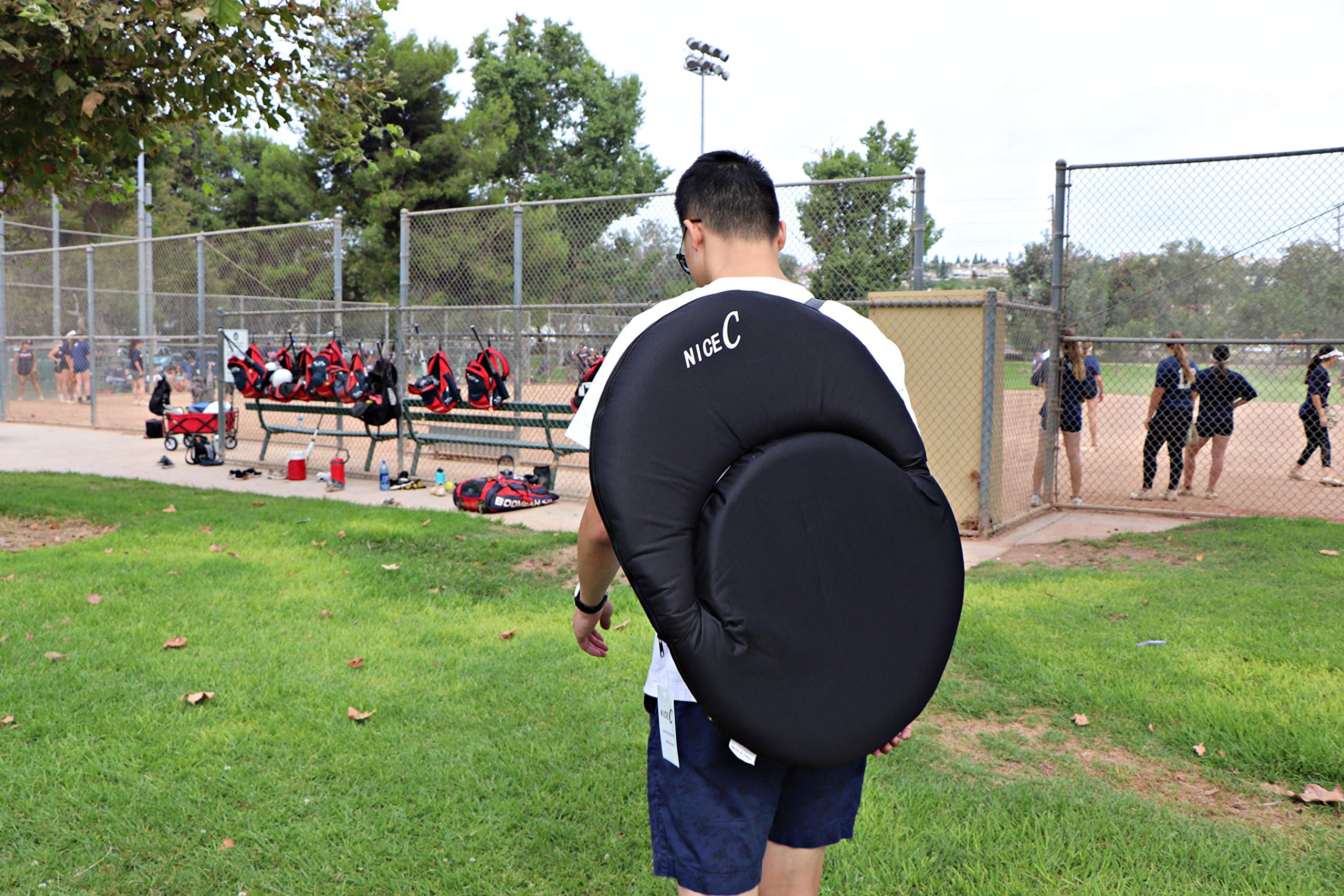 Stadium Seat, 10-Posisition Reclining Waterproof Cushion,with Shoulder Strap & Net Pocket