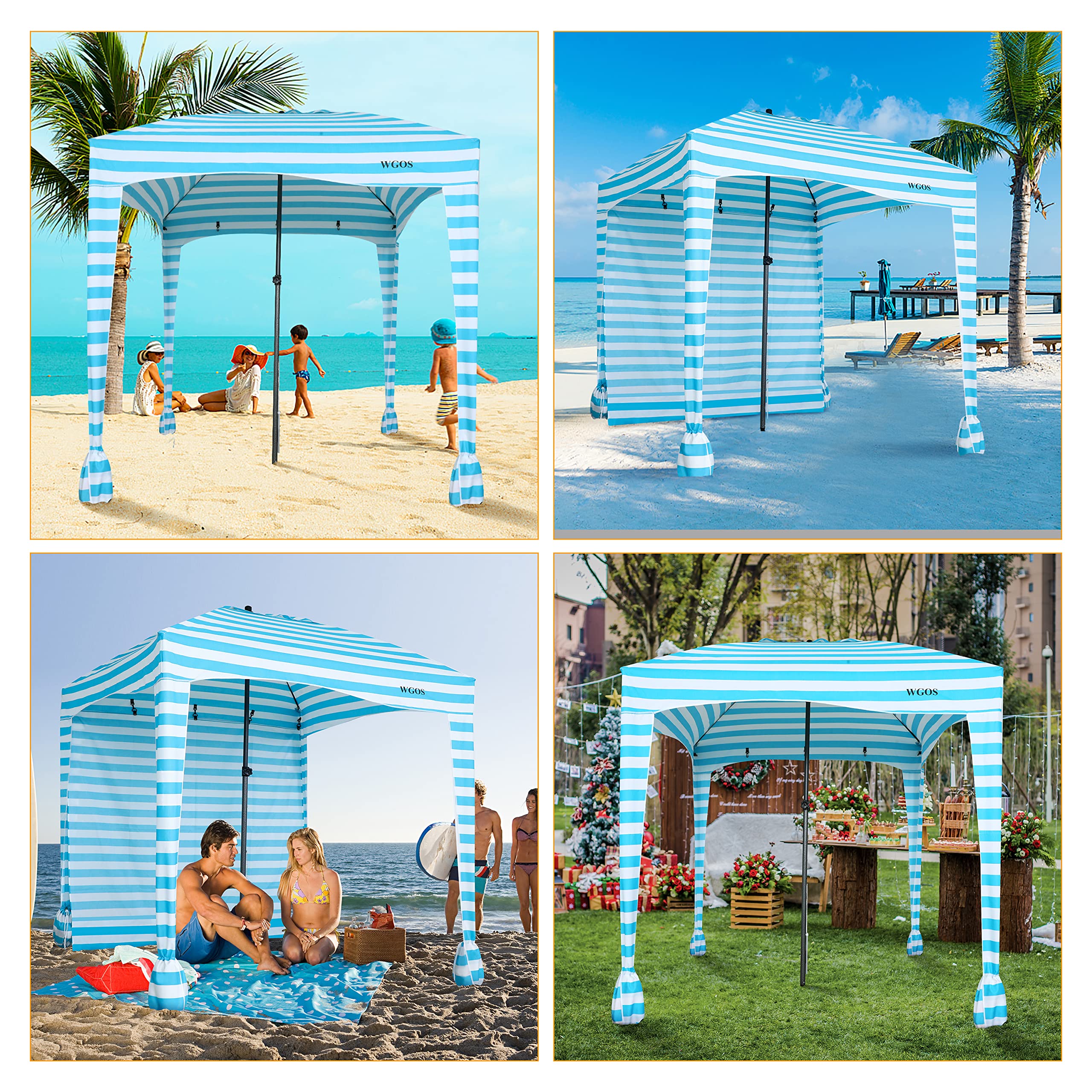 Beach Tent Beach Canopy Beach Cabana with One Side Detachable Cover Large Space 6ftx6ft